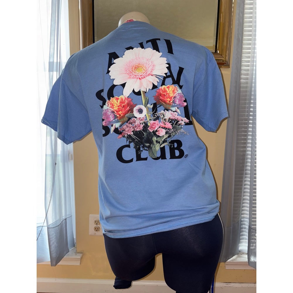 Anti Social Social Club Floral Logo Blue T-Shirt Mens Streetwear Tee